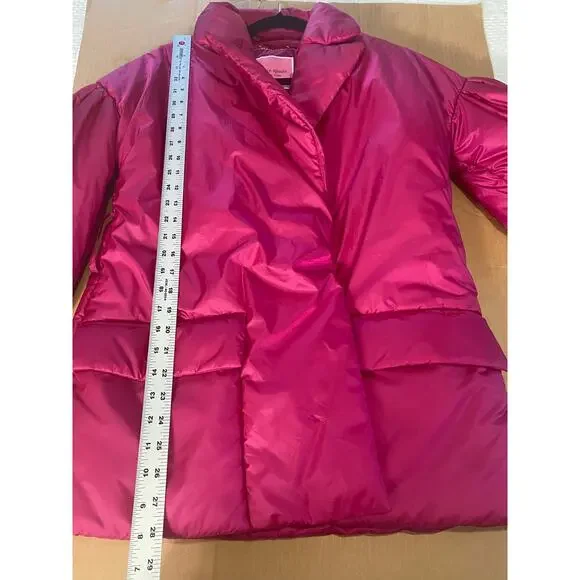 KATE SPADE COAT PINK PUFFER WINTER PREPPY FEMININE COQUETTE WINTER BELTED TIE - Picture 12 of 13